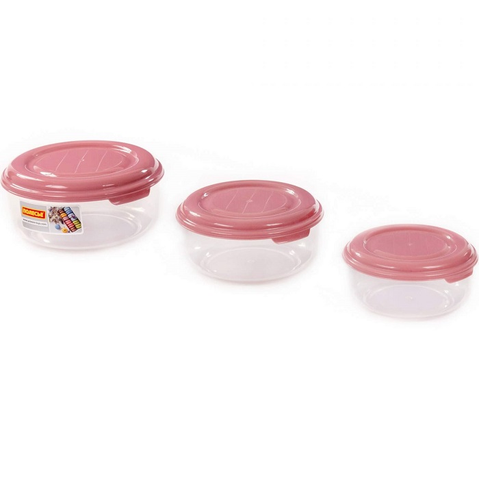 Набор контейнеров Dolcezza №4 (круглые с крышками): №№ 42 (0,5 л), 43 (0,9 л), 44 (1,5 л)