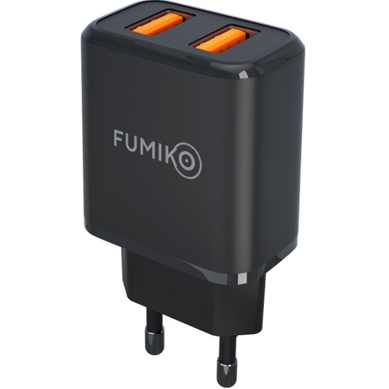 Сетевое ЗУ 2USB 2.4A FUMIKO CH14 черное, MicroUSB