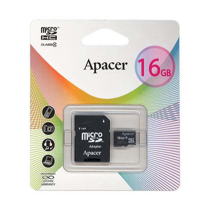 Micro SD 16Gb Apaser Class 10 с адаптером SD