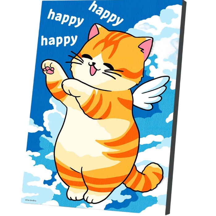 Картина по номерам для детей на холсте с подрамником «Счастливый котик», 20 х 30 см 10667305