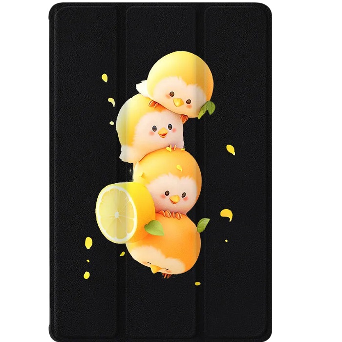 Чехол футляр-книга ZIBELINO для iPad 2025 (A16)/Apple iPad 10 2022 (A3354/A3355/A3356/A2696/A2757/A2777) 10.9" (черный) 8015 ПТИЧКИ АПЕЛЬСИНКИ