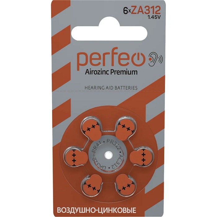 Элемент питания PERFEO ZA312 BL-6 Airozinc Premium (6/60/600)