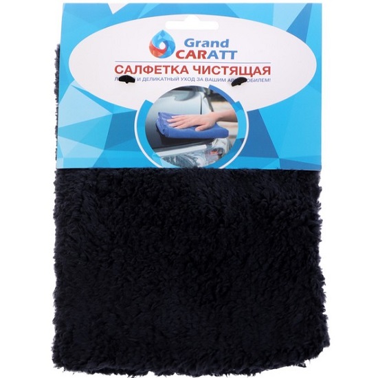 Тряпка для мытья авто Grand Caratt плюшевая 20×40 см черная