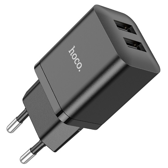 Сетевое ЗУ 2USB 2.1A HOCO N25, Maker, черный, кабель Type-C