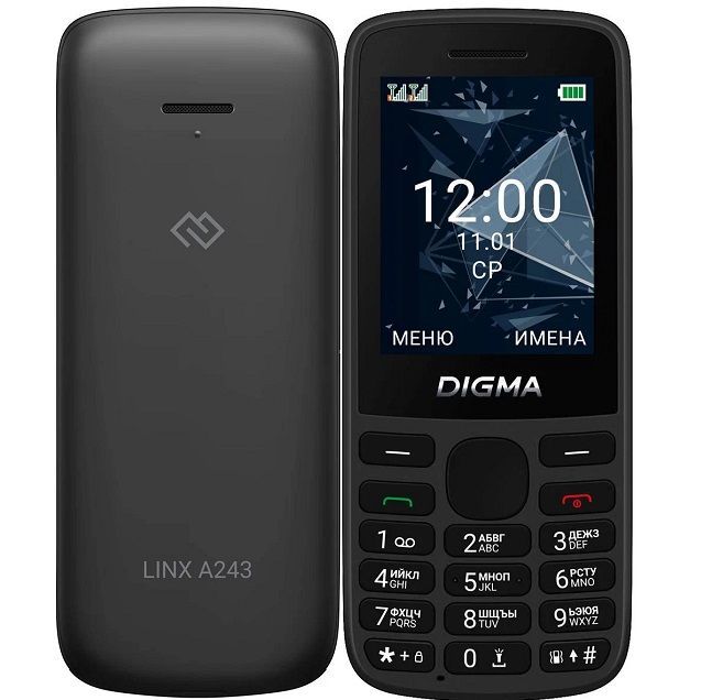 Телефон DIGMA A243 Linx черный
