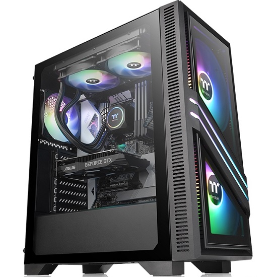 Корпус Thermaltake Versa T35 TG RGB CA-1R7-00M1WN-00 Black (Win/SPCC/Tempered Glass*2/120mm Standard Fan*1)