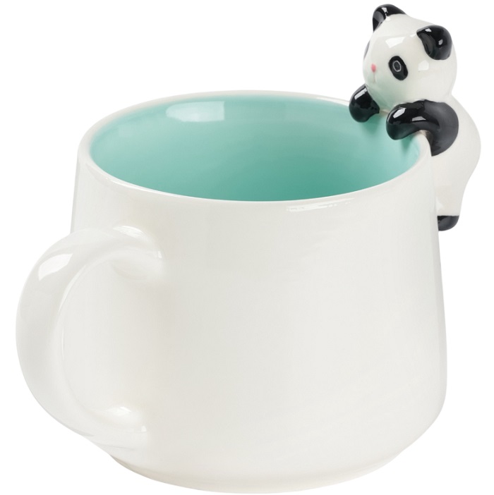Кружка Доляна «Пандочка», 400 мл, керамика, белая/бирюзовая 10611781