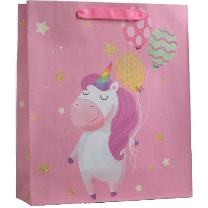 Пакет крафтовый вертикальный «Единорожек», M 26 х 30 х 9 см