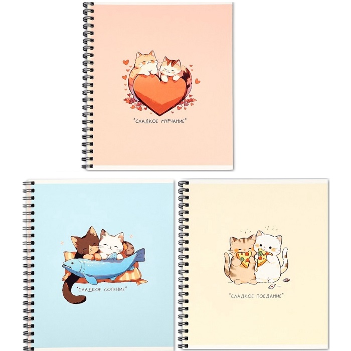 Тетрадь в клетку, 48 л., А5, на спирали, блок №1 «Аниме котики» МИКС 10187359
