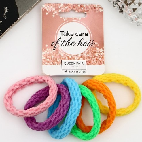 Резинка для волос "Махрушка" (набор 6 шт) стиль колор, 3 см, микс   10067589