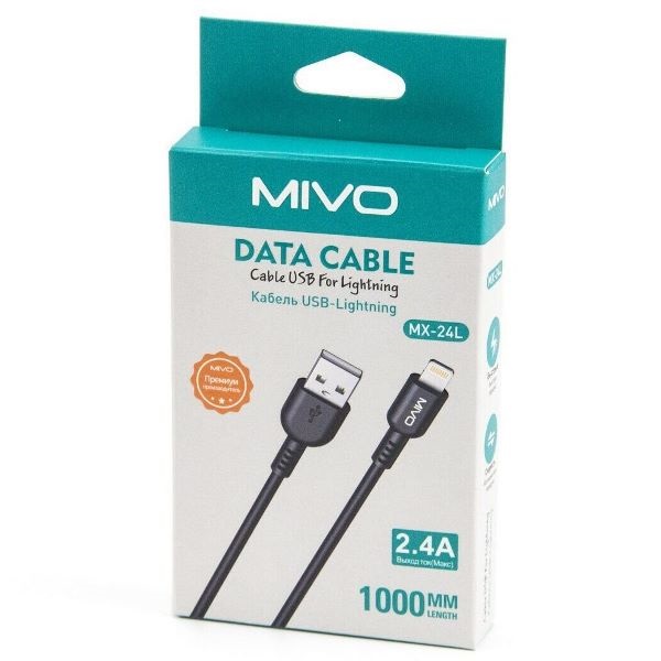 Кабель USB <--> Lightning  1.0м MIVO MX-49L черный