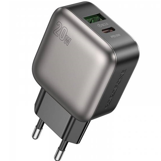 Сетевое ЗУ 1USB/1Type-C 3.0A BOROFONE BAS54A PD20W, серый