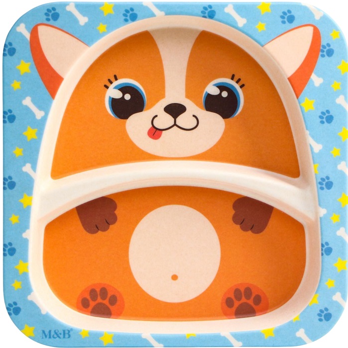 Тарелка детская из бамбука M&B «Песики», 2 секции 5083736