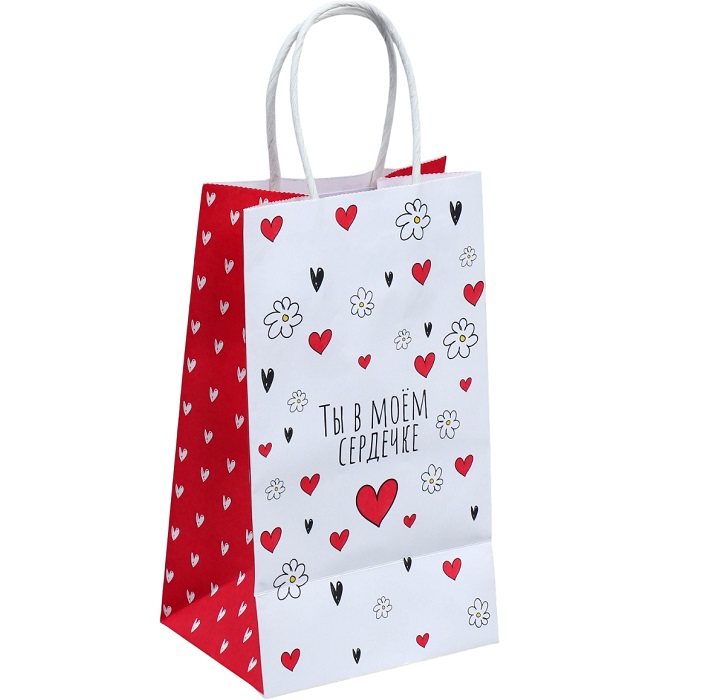 Пакет «Ты в моём сердечке», 12 х 21 х 9 см