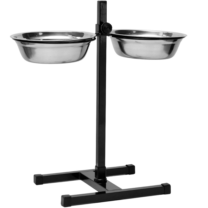 Подставка с мисками, 2×1.5 л, высота 50 см, разборная, чёрная