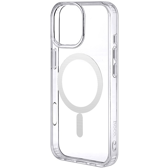 Силиконовый чехол HOCO MagSafe для iPhone 16 Pro прозрачный