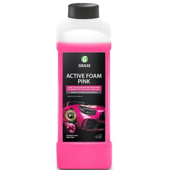 Автошампунь GRASS Active foam pink, розовый, 1л, для бесконтактной мойки