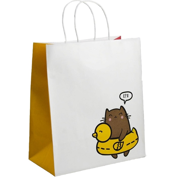 Пакет подарочный крафтовый, упаковка, «Котик», 28 х 32 х 15 см 3823513