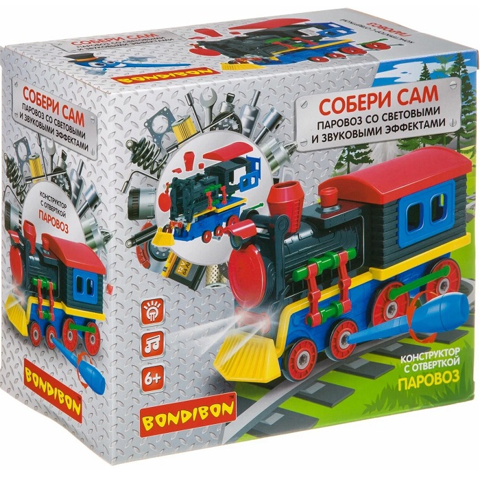 Конструктор BONDIBON Собирай и Играй «ПАРОВОЗ», 75 дет.,BOX ВВ4157