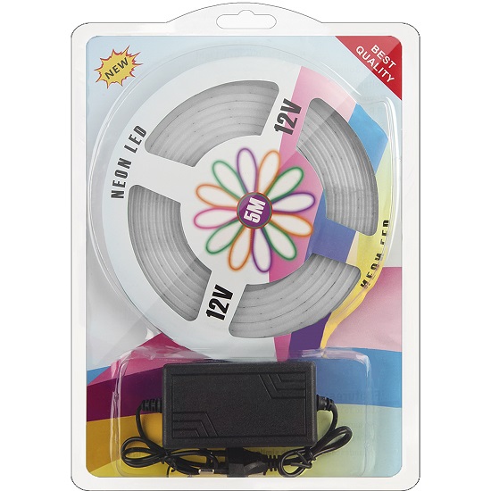 Лента светодиодная 5м гибкая неоновая белая