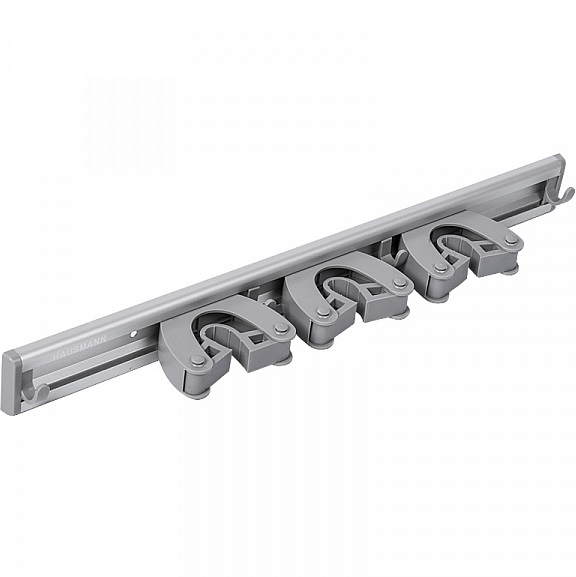 Держатель для хоз. инвентаря HAUSMANN Mop Holder 3+4, алюминий/серый,  41х6х4,2см (HM-GM-0840)