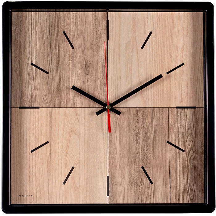 Часы настенные РУБИН "Два дерева" квадрат 30х30см, корпус черный (3028-011)