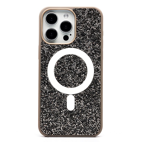 Задняя накладка SM029 POSH SHINE SafeMag для iPhone 15 Pro Max россыпь кристаллов (gray titanium)
