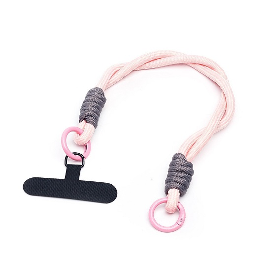 Шнурок на руку плетеный (light pink/gray)
