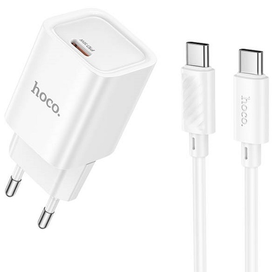 Сетевое ЗУ 1Type-C HOCO C148A Charm, белый, кабель Type-C - Type-C, PD30Вт
