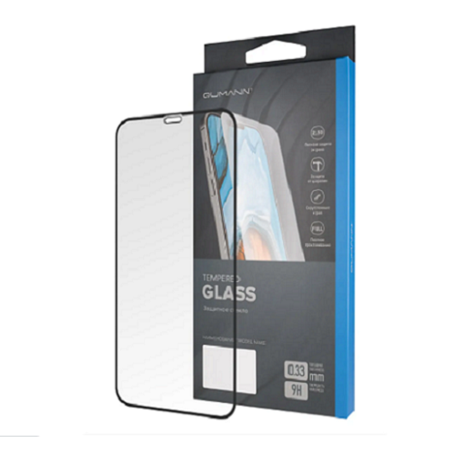 Противоударное стекло 2.5D QUMANN для iPhone 11 Pro Max черное (110611)