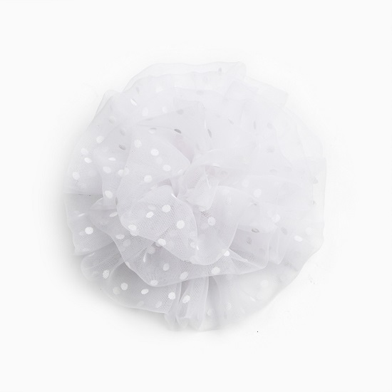 Бант для волос на резинке школьный, белый, 10 см, Кошечка Мари