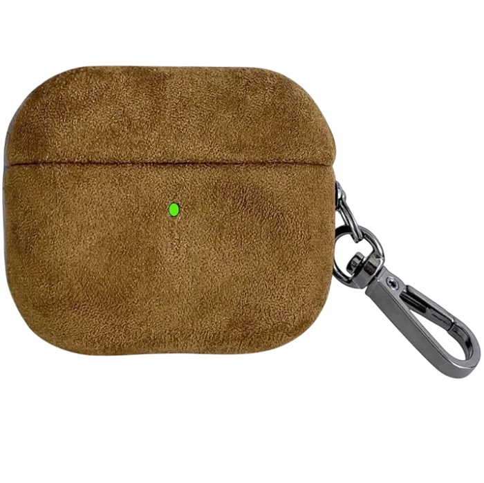 Чехол МОБИС для AirPods 4  пластик + тестиль с карабином "Велюровый" Коричневый