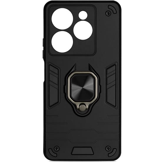 Задняя накладка DF для Infinix Hot 40/40 Pro DF inArmor-16 (black) с кольцом и пластиной для магнитного держателя