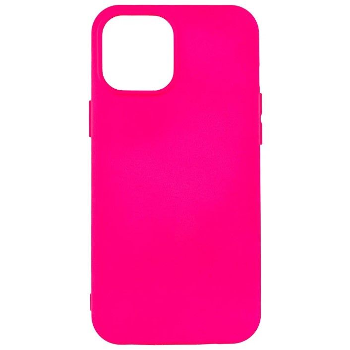 Задняя накладка SILICONE CASE для iPhone 13 mini полная защита, розовый неон (не оригинал)