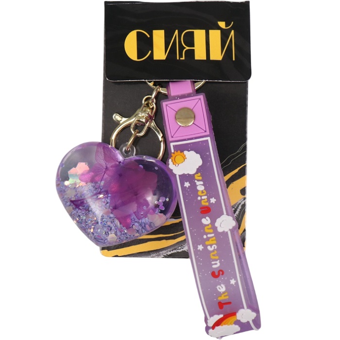Брелок "Сердечко с цветами" водный с декором 5х5,5х2,5 см 10498976
