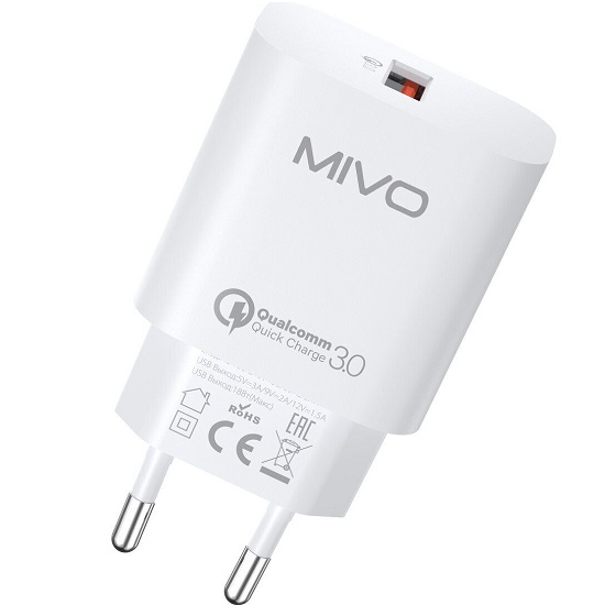 Сетевое ЗУ 1USB MIVO MP-328Q, белый, 18W