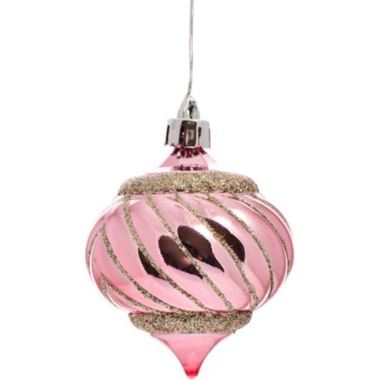Новогоднее подвесное украшение "Капелька в розовом" из полистирола / 6x6x7,5см арт.89155