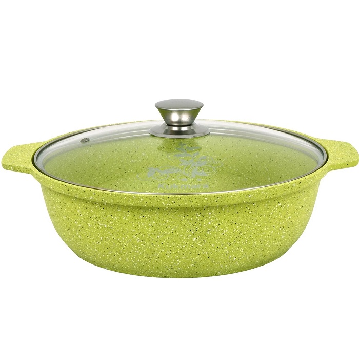 Кастрюля-жаровня 3л KUKMARA ж31tsl, линия "Trendy style" (lime), со стеклянной крышкой