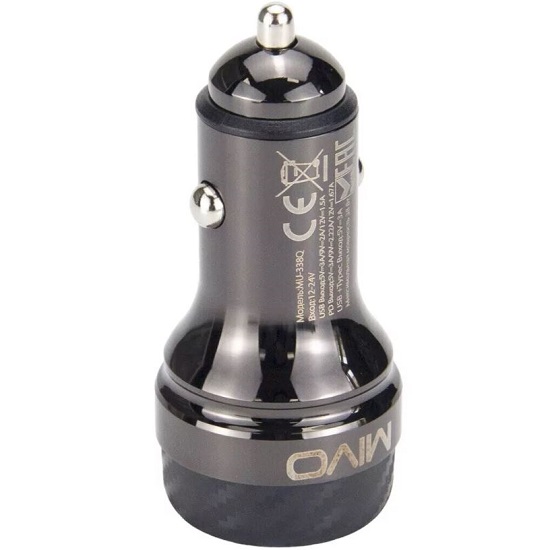 Авто ЗУ 1USB/1Type-C 3A MIVO MU-338Q черный, 38W