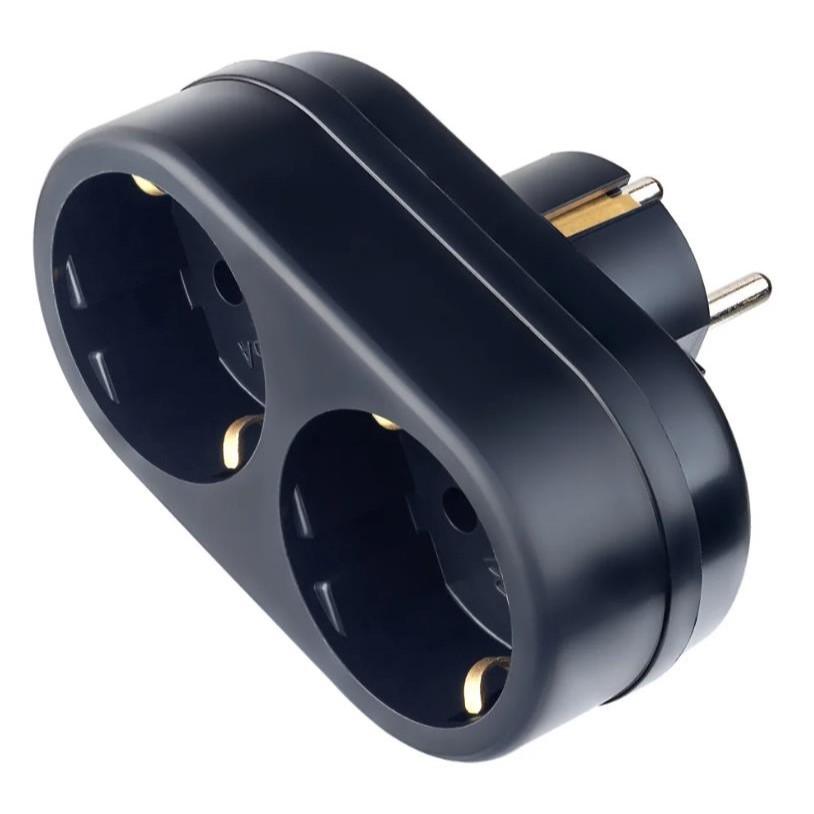 Сетевой разветвитель 2гн. PERFEO RU POWER 16А, с/з, черный (2Т2)