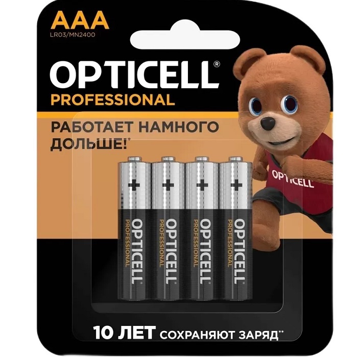 Элемент питания OPTICELL LR03 PROFESSIONAL BL-4 (4/48/192/21504)