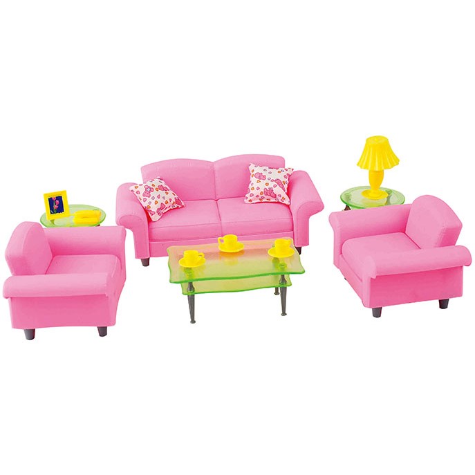 Набор мебели для кукол DollyToy "Гостиная люкс" (диван, кресла, журн. столик, аксесс.)