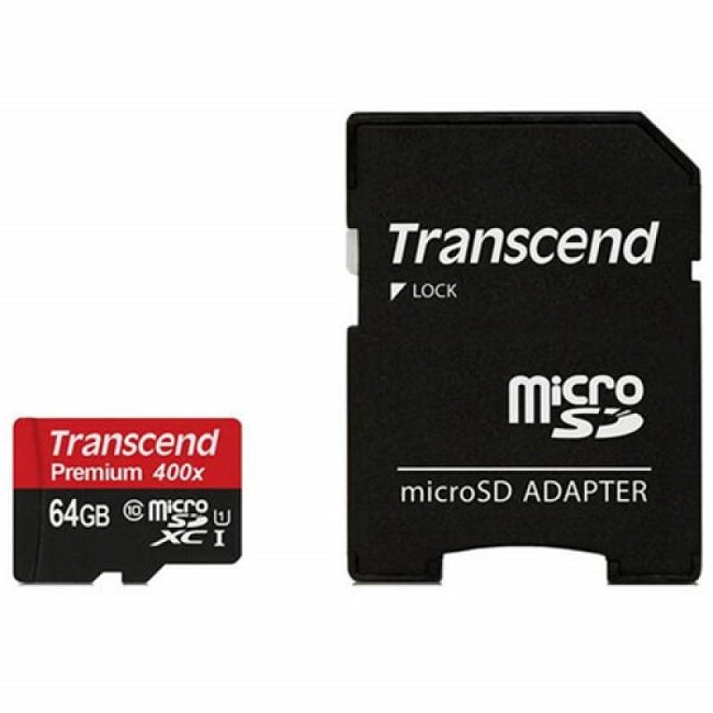 Micro SD 64Gb Transcend 300S UHS-I U1 с адаптером SD