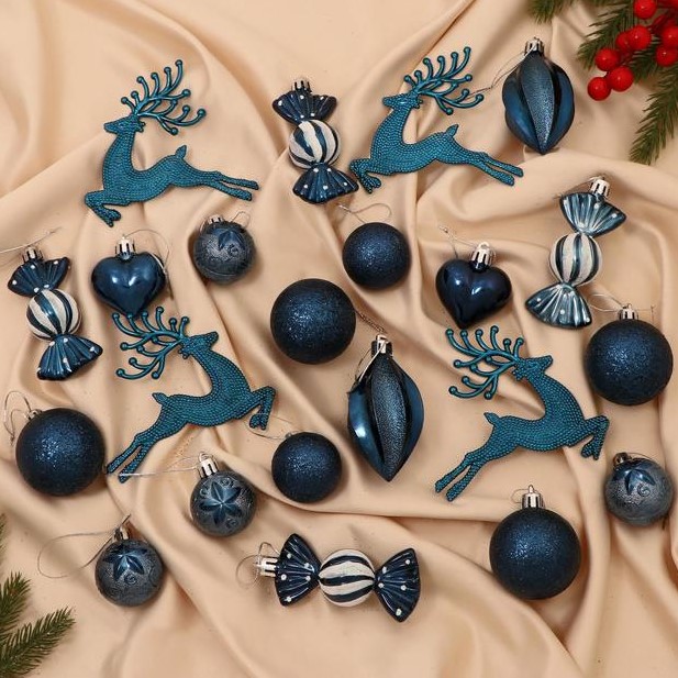 Набор украшений пластик 22 шт "Морозный день" синий   6536967