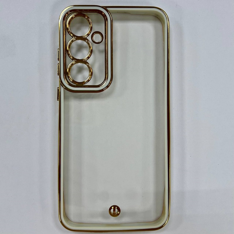 Задняя накладка NONAME для Samsung Galaxy A35 с окантовкой белый,золотой,прозрачный