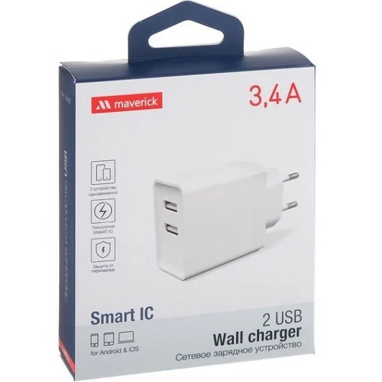 Сетевое ЗУ 1USB/1Type-C 3.1A MAVERICK Super Power белое, 30W (ПSELAEP1962)