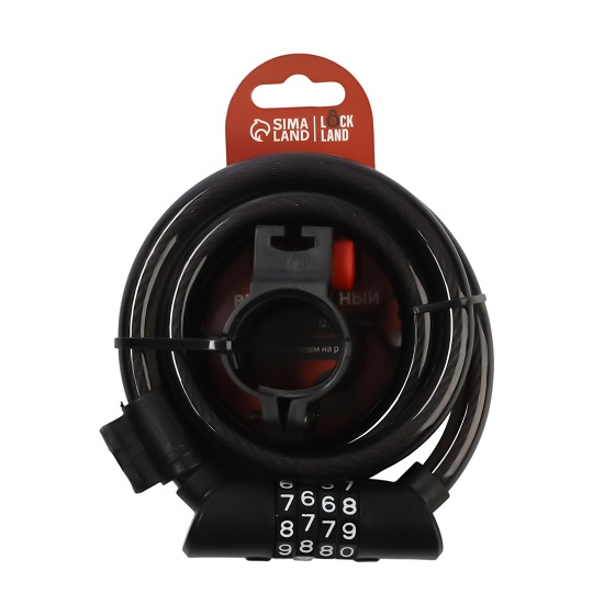 Замок навесной велосипедный LOCKLAND, 12х1200 мм, кодовый замок, с держателем на раме