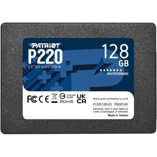 Накопитель SSD 2.5" 128Gb Patriot P220 128GB, SATA 2.5", (P220S128G25), 550/480, RET