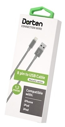 Кабель USB <--> Lightning  1.2м DORTEN Metallic Series спейс грей (DN3123007)