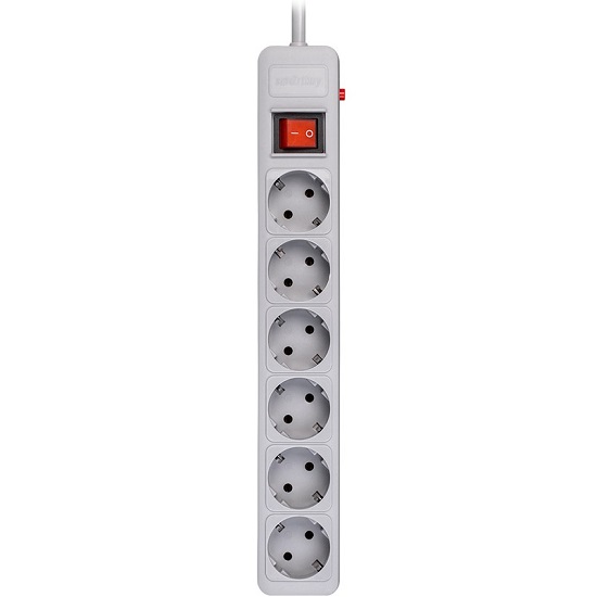 Сетевой фильтр SMARTBUY SBSP-6-18-G, 1.8 м, серый